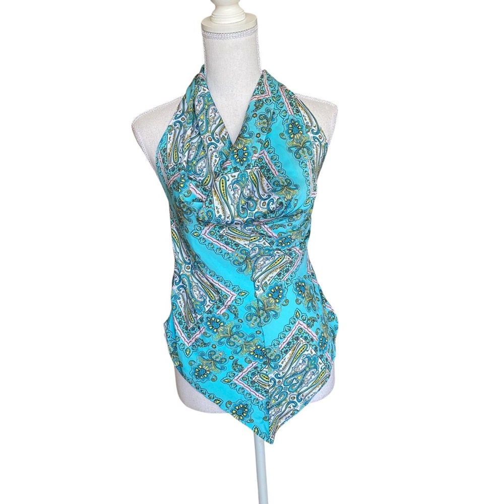 Victoria’s Secret Blue Paisley Halter Handkerchief Top Women’s Small